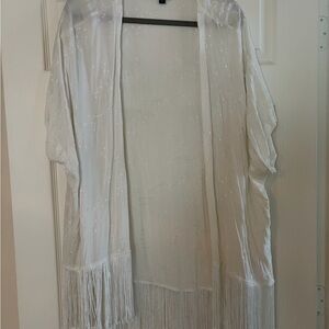 Torrid White Fringe Kimono Size 2/3